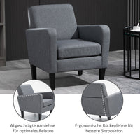 Single armchair, recliner, upholstered armchair with wooden legs, linen-look fabric, 66 x 72 x 74 cm, light grey (7)