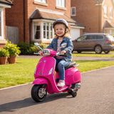 Electric children's motorcycle, Vespa, 3 km/h, 3-6 years, music, light & radio, pink (9)