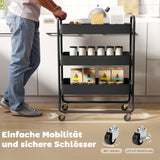 Kitchen trolley, 3 baskets, 4 castors, metal, black (5)