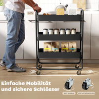 Kitchen trolley, 3 baskets, 4 castors, metal, black (5)