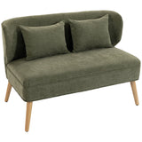 2-seater sofa, small chenille sofa with wingback, thick seat, rubberwood legs, dark green (10)