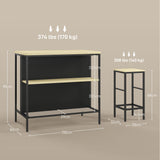 Bar set, 2 bar stools & 1 bar table, stain-resistant, stable, steel frame, black/oak (3)