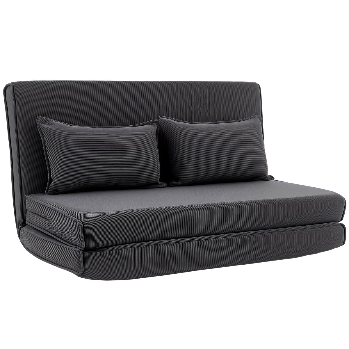 Floor chair with backrest, corduroy folding sofa as guest bed, adjustable backrest, wide seat, dark grey