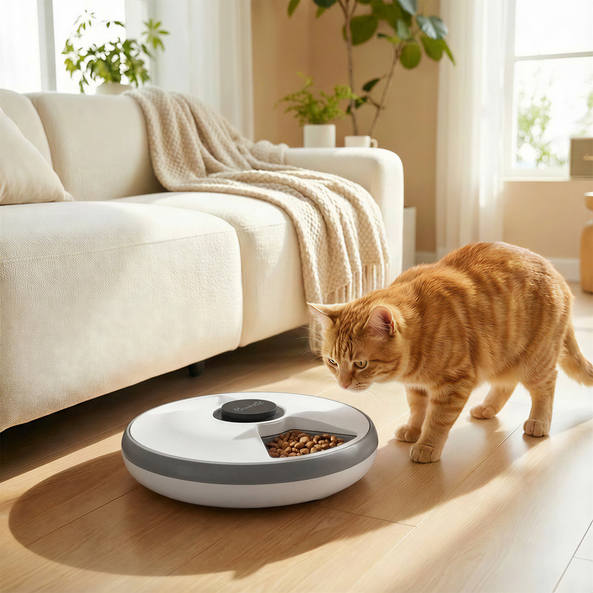 Automatic feeder, wireless automatic pet feeder with timer for up to 6 meals, LED display, cooling pack grey (2)