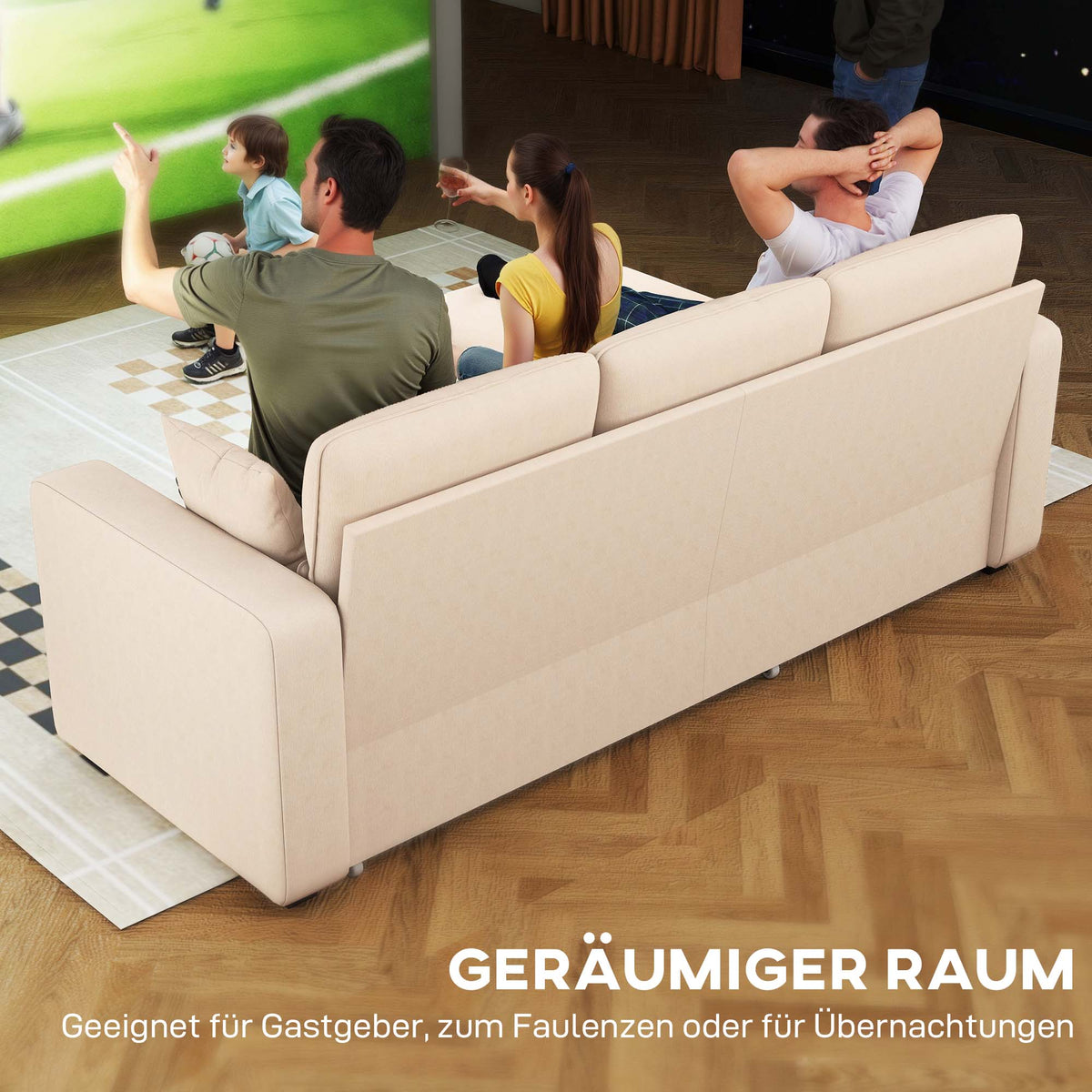 Adjustable sofa bed, L-shaped guest sofa with sleeper function, storage space, cushions, for living room, guest (4)
