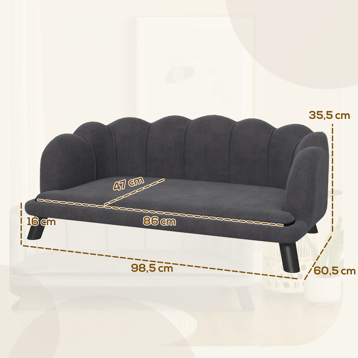 Dog Sofa Dog Couch, Washable Cover, Pet Sofa with Backrest and Wooden Legs, Cat Sofa, for Medium-Sized Dogs (3)