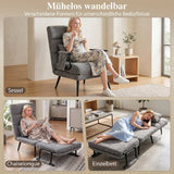 3-in-1 Foldable Sleeper Chair with Sleeping Function, 186 x 60 cm Sleeper Chair with 5-Level Adjustable Backrest (4)