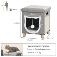 Cat cave, cat house, incl. play ball, washable cushion, 35.5 cm x 35.5 cm x 42.5 cm (3)