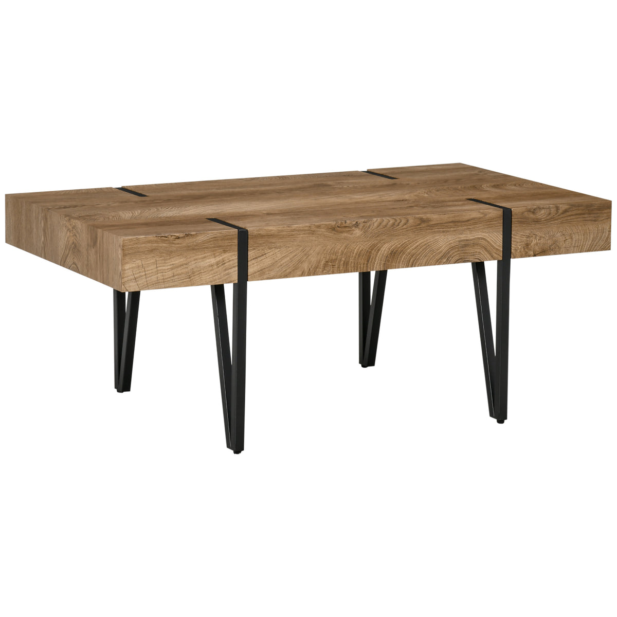 Industrial design coffee table 105 cm x 60 cm x 42 cm black + brown