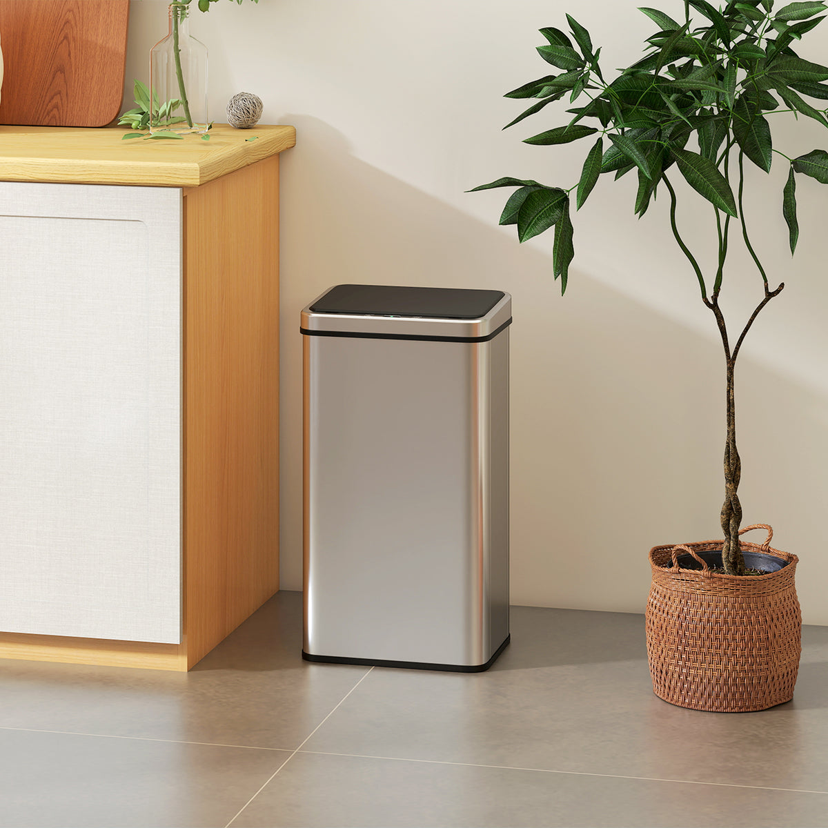 Sensor Trash Can 50L Stainless Steel Automatic Waste Bin with Soft-Close Lid Motion Sensor 35.5 x 26 x 67 cm (2)