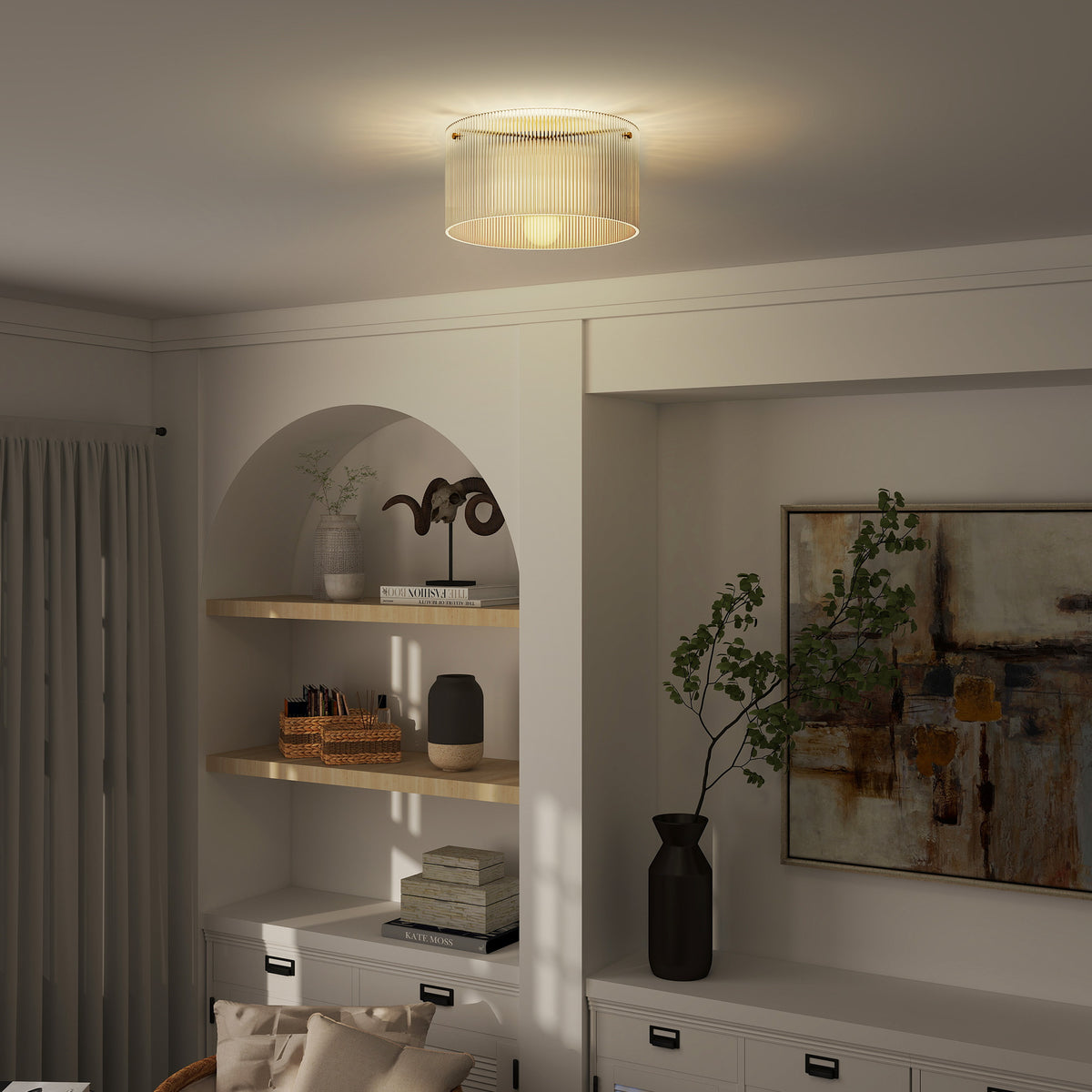 Ceiling lamp with acrylic shade, metal, halogen and LED compatible (2)