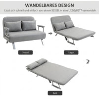 Sofa bed, double sofa, guest bed, including 2 cushions, gray (4)