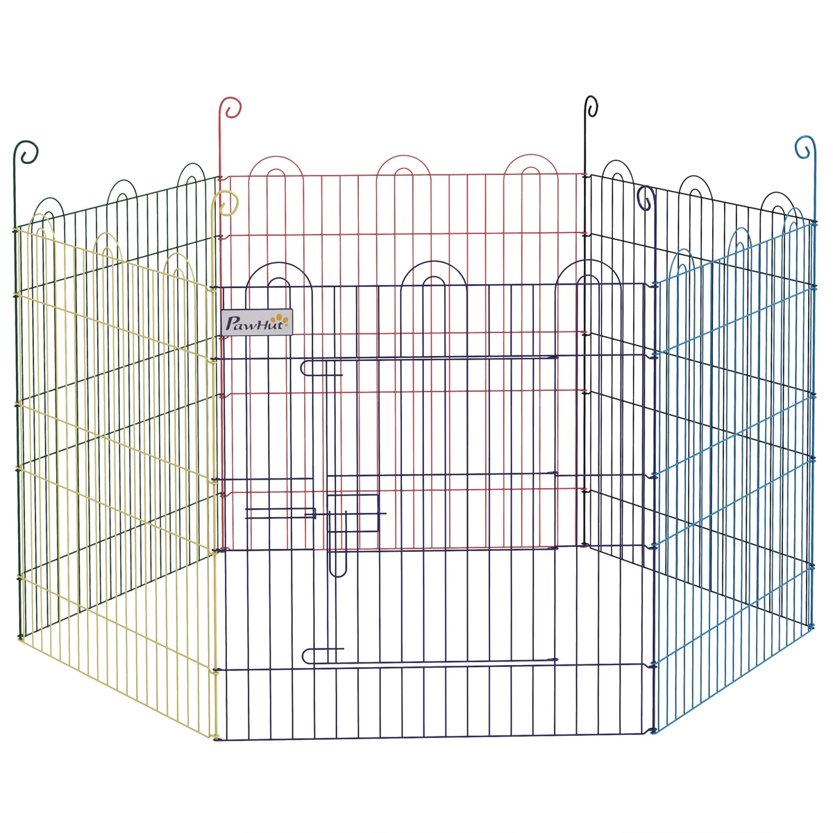 Exercise pen, puppy playpen, modular design, lockable, metal, Ø120x60H cm, colorful