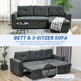 3-seater sofa with bed function, sofa bed with chaise longue, upholstered sofa, dark grey (4)