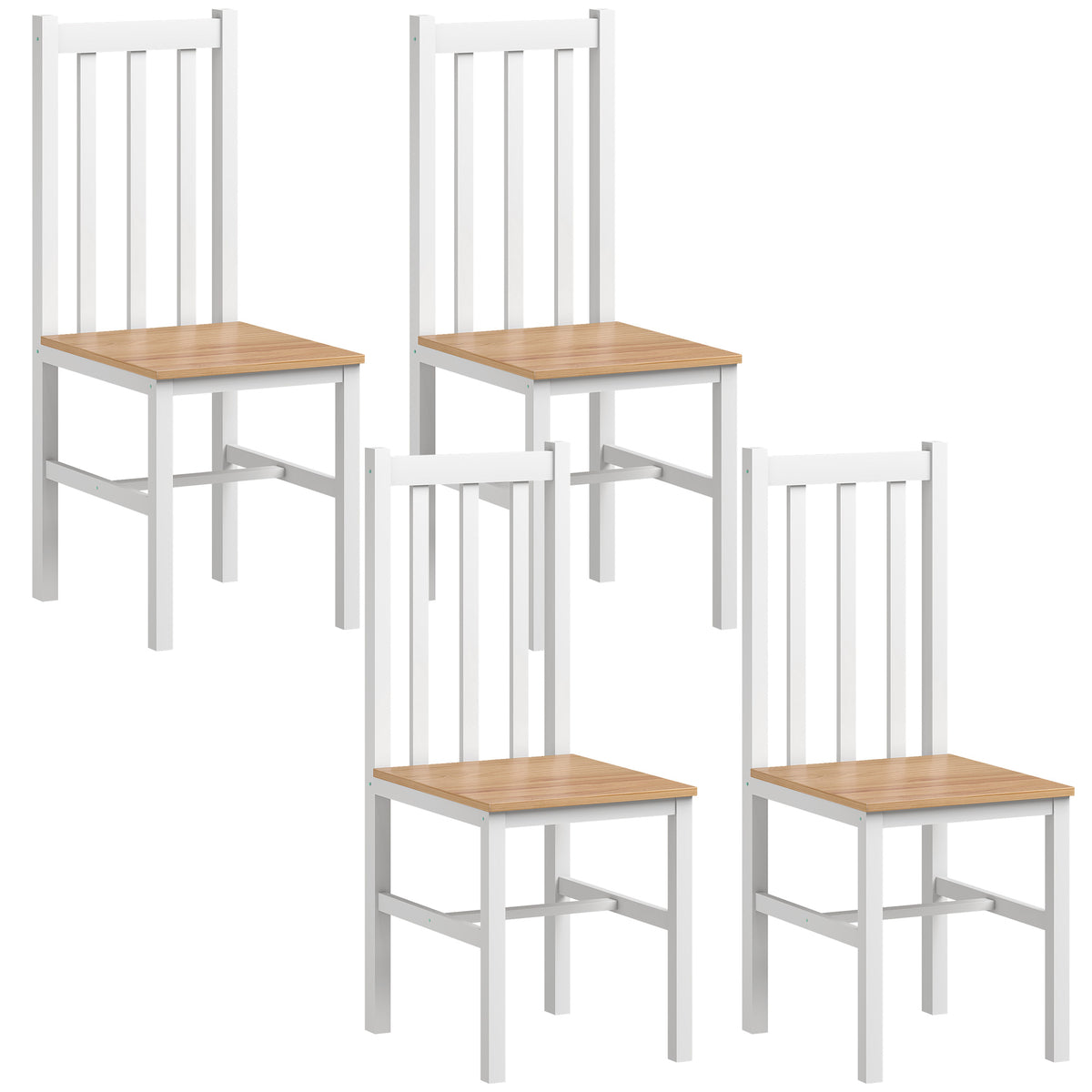 Set of 4 kitchen chairs dining chairs chairs, solid wood, modern design, 38.5 cm x 47.5 cm x 99 cm, natural