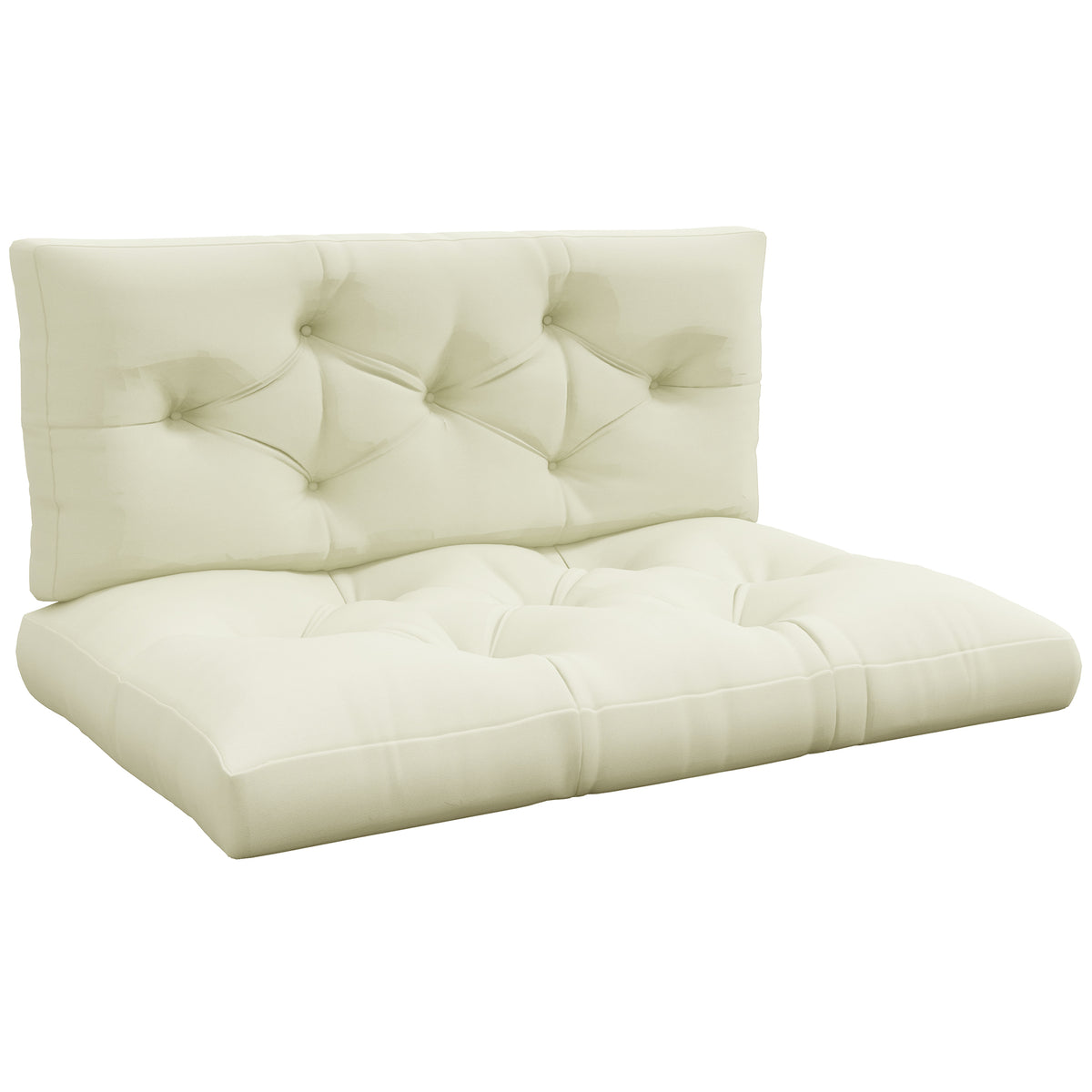 Seat cushion, seat pad, upholstered cushion, with button tufting, 120 x 80 x 12 cm, cream white