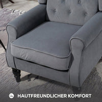 Wingback chair, reclining chair, armchair, vintage design, button tufting, turned legs, 74 cm x 86 cm x 102 cm (6)