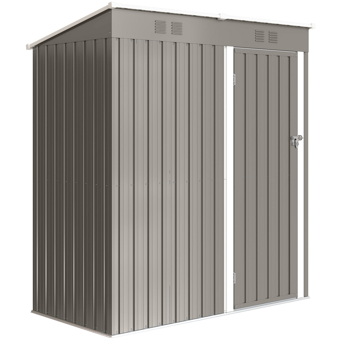 Metal tool shed 1.37 m², lockable equipment shed with ventilation, pent roof, gloves, 163 x 90 x 179 cm