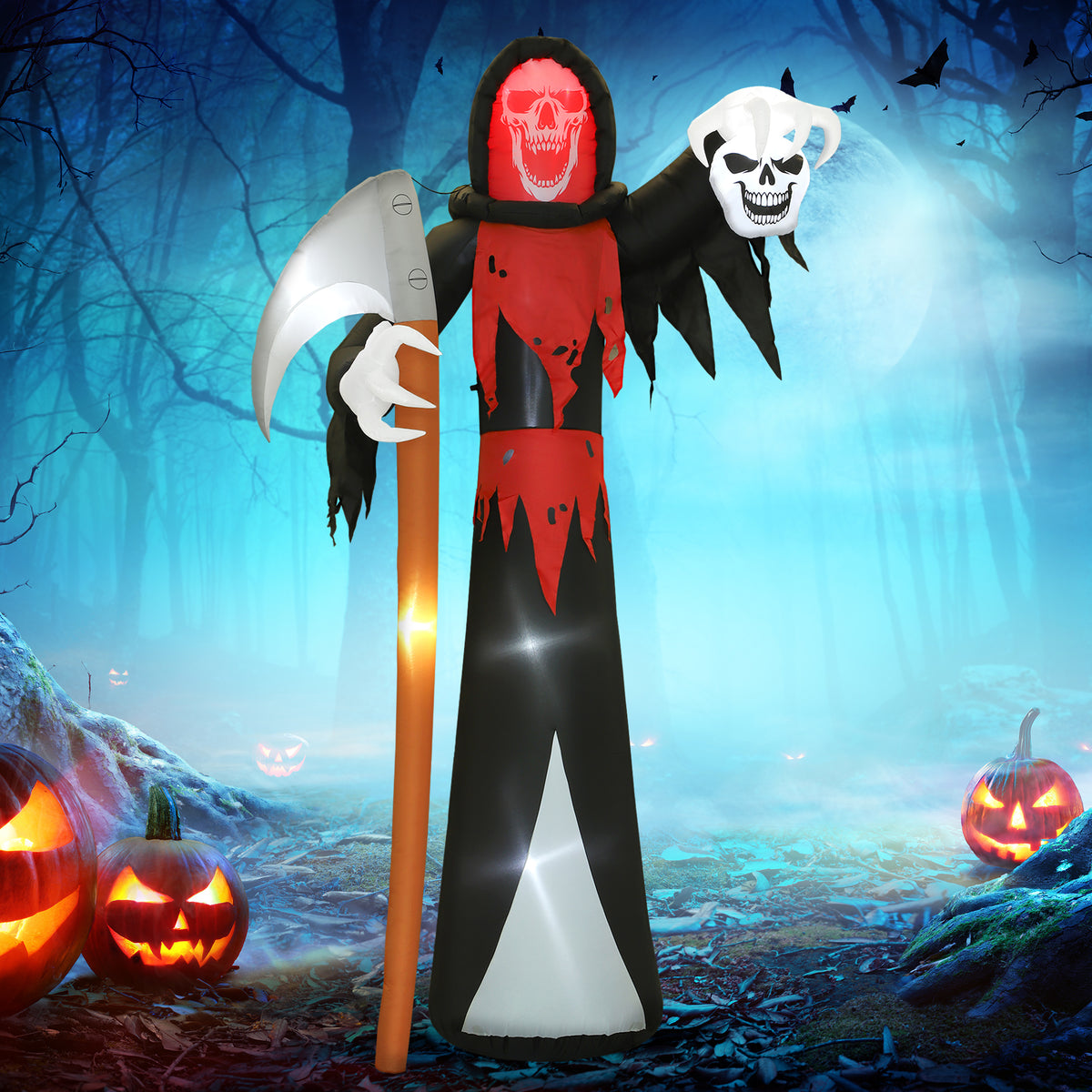 Halloween decoration 12 ft. giant grim reaper with LED lighting, inflatable glowing figure for outdoors (2)