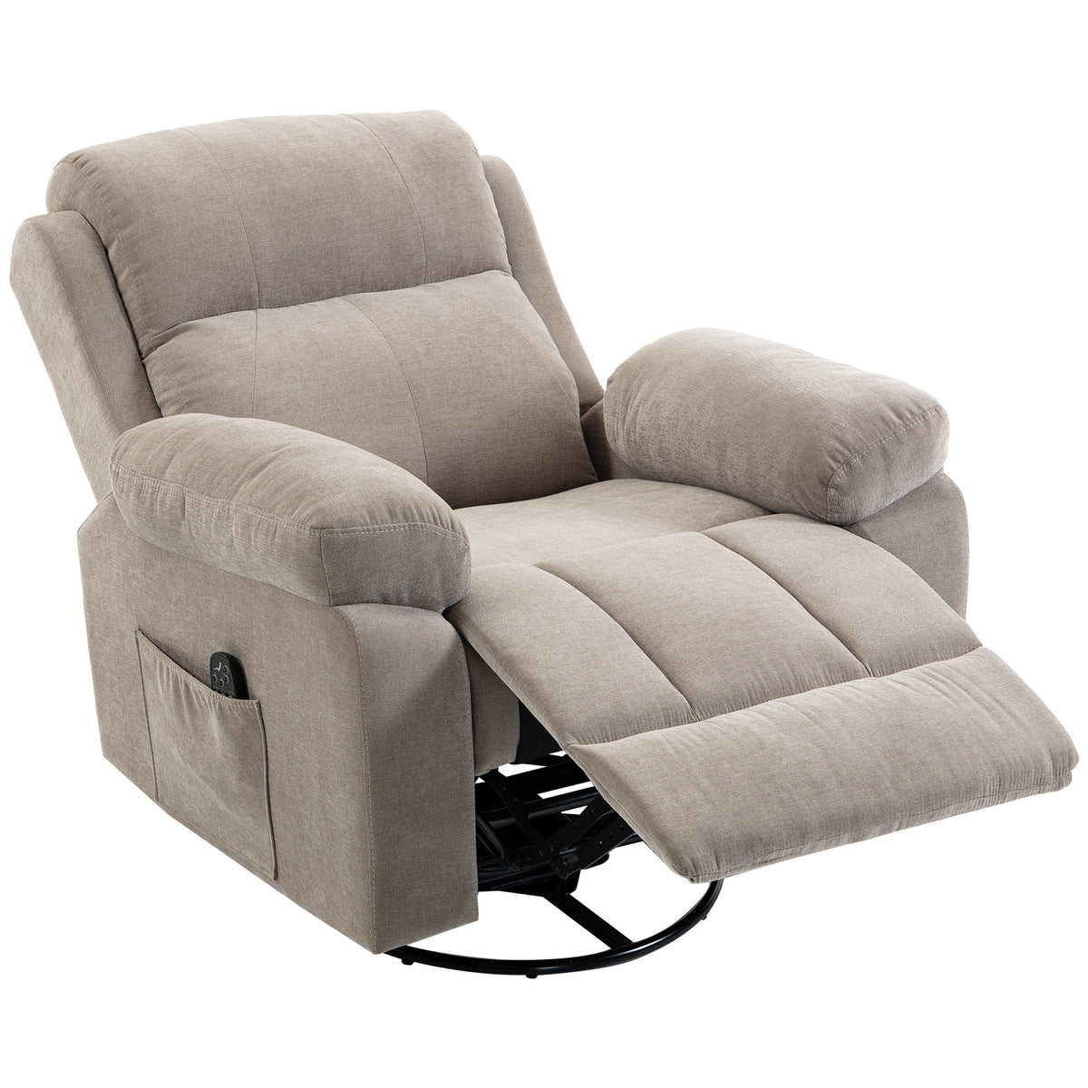 Recliner Armchair TV Chair 360° Swivel Massage Chair with Heat, Massage, Chenille Look, Beige