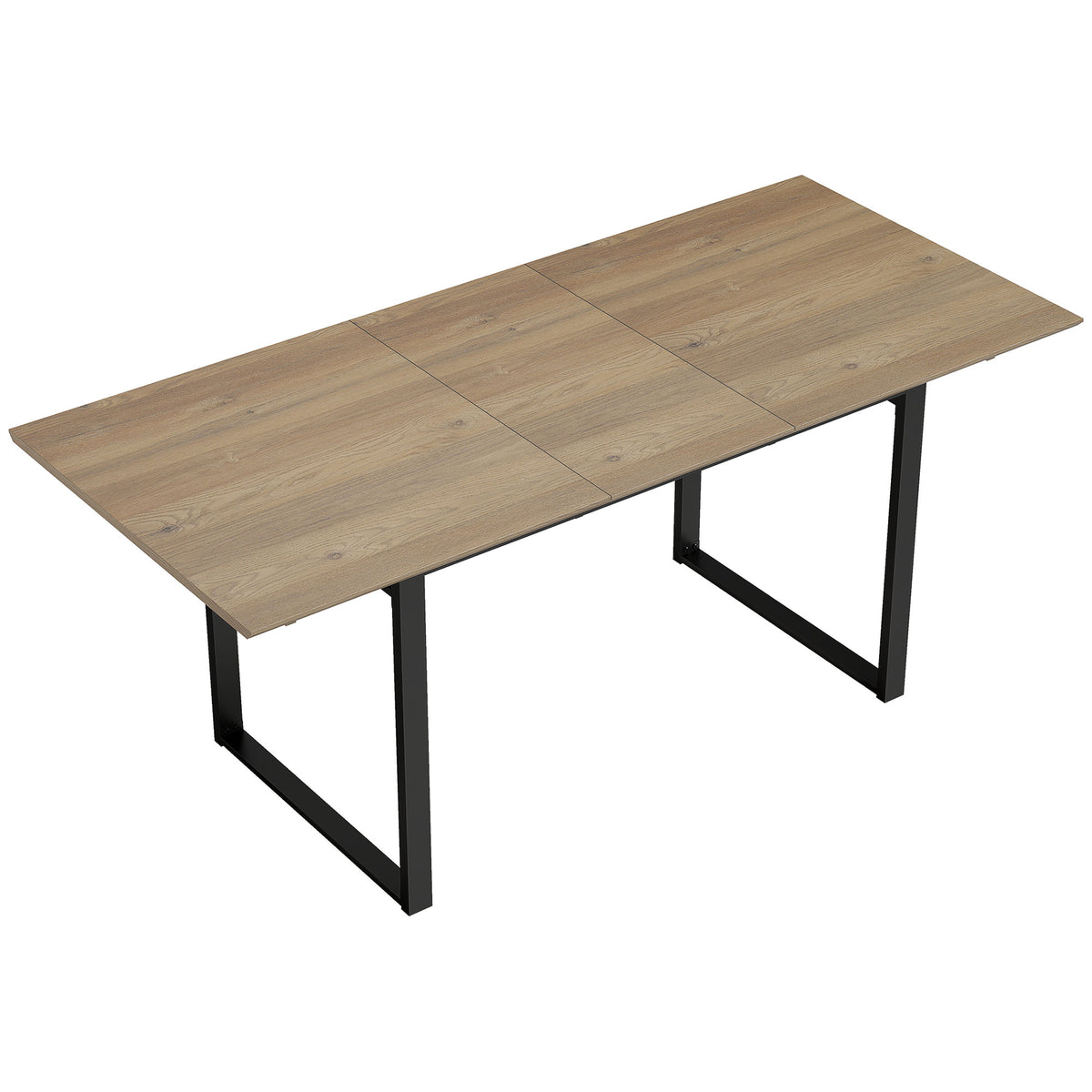 Extendable dining table for 6-8 people, 140-180 cm, rectangular kitchen table with steel base, natural
