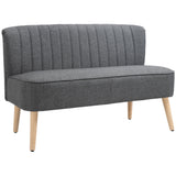 2-seater sofa, linen-look upholstered sofa, wooden frame, for living room bedroom, 117 cm, gray