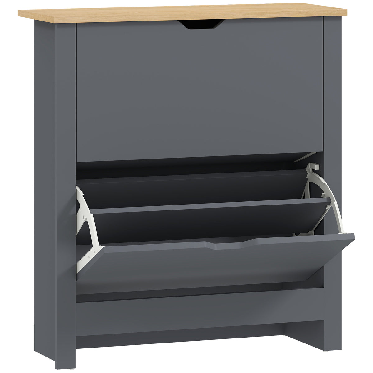 Shoe cabinet with 2 tilt-out compartments, adjustable divider for 8-12 pairs of shoes, 72 x 26 x 80 cm, dark