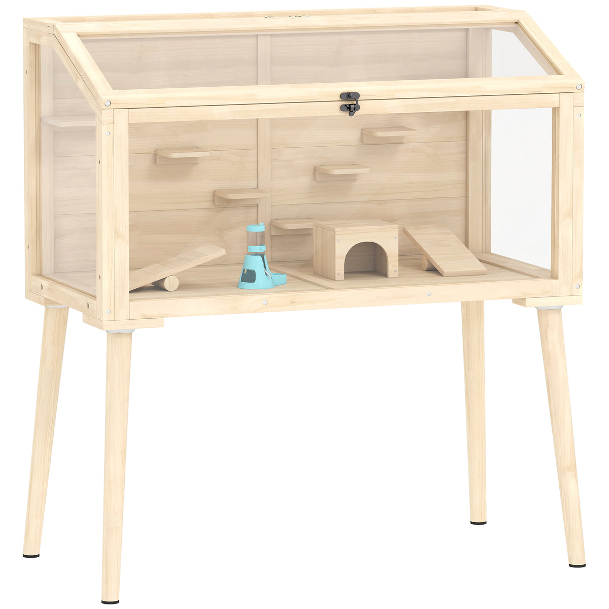Hamster cage, dwarf hamster enclosure, small animal hutch with accessories, water bottle, 110 x 52 x 101 cm