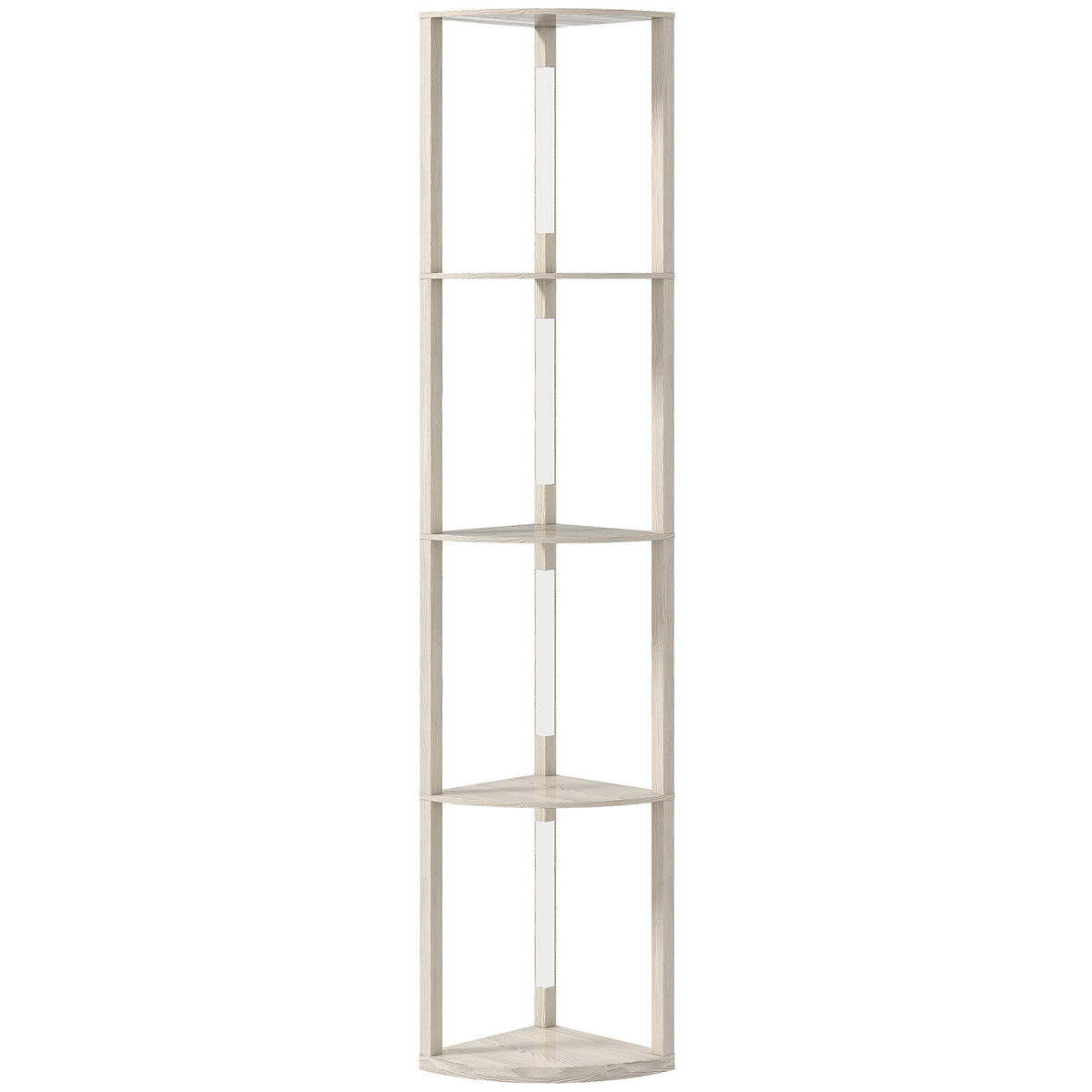 LED floor lamp, corner shelf, dimmable, 4 shelves, warm white light, 41x30x164cm, oak