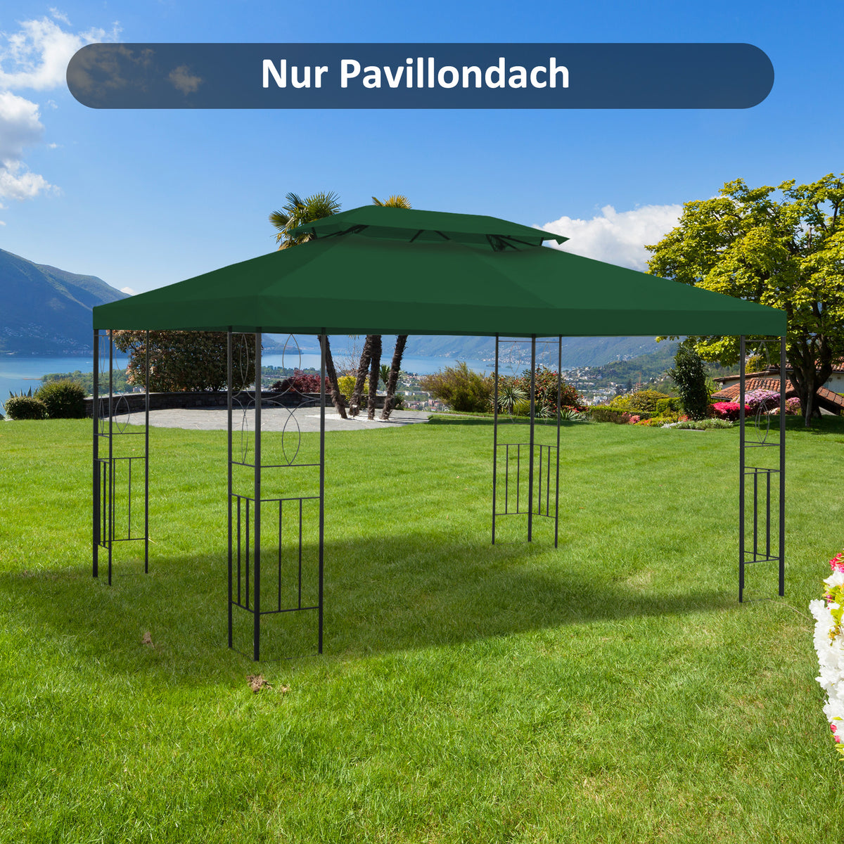 Replacement roof for metal gazebo 3x4m water-repellent gazebo roof (double roof) replacement cover for garden (2)