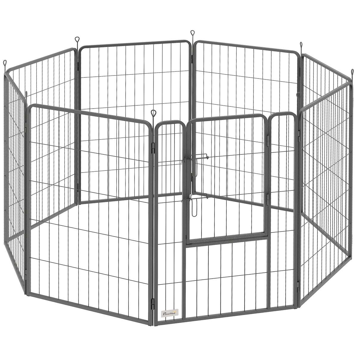 Puppy playpen, 8-sided, puppy run with 8 grid panels, door, ground anchors, flexible, foldable, 100cm high