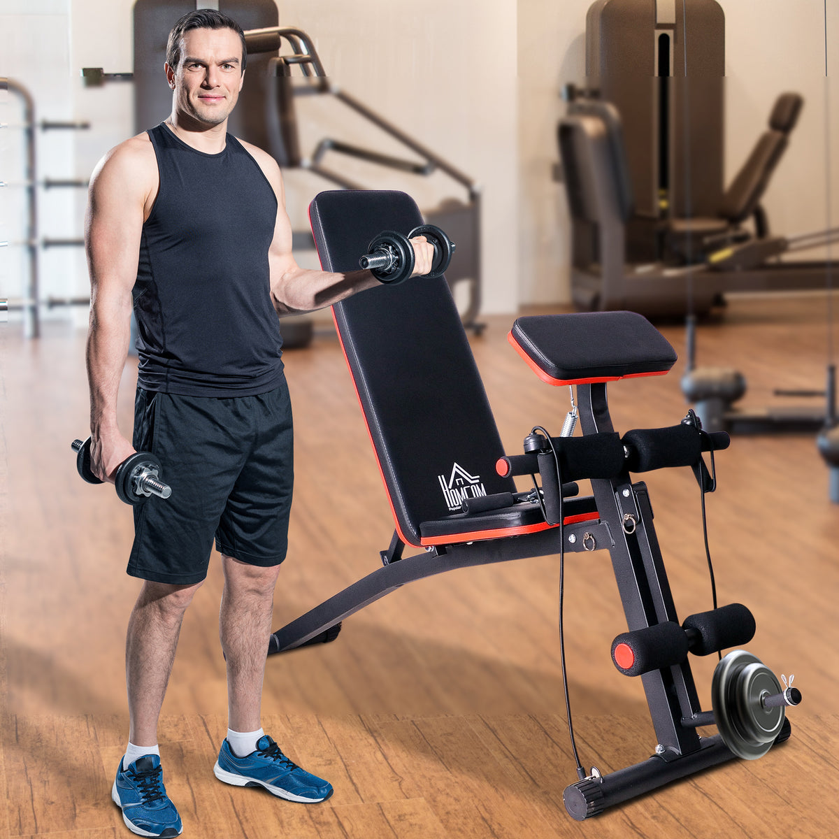 Multifunctional weight bench power station with spring booster training bench, weight capacity up to 120kg (2)
