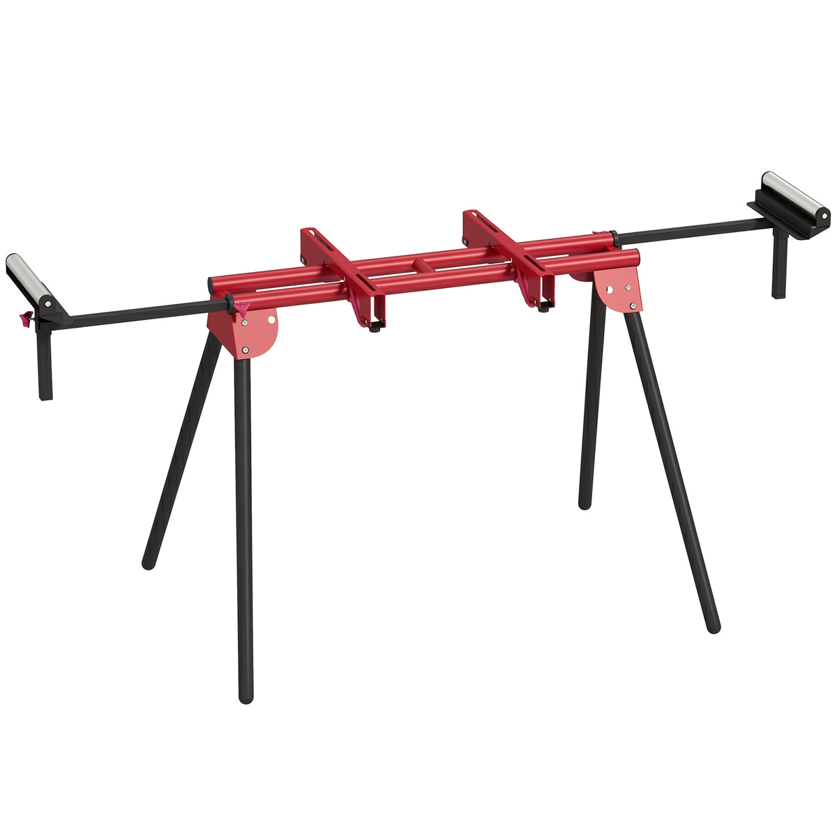 Universal miter saw stand with extendable rollers and support arms, portable saw stand with foldable legs