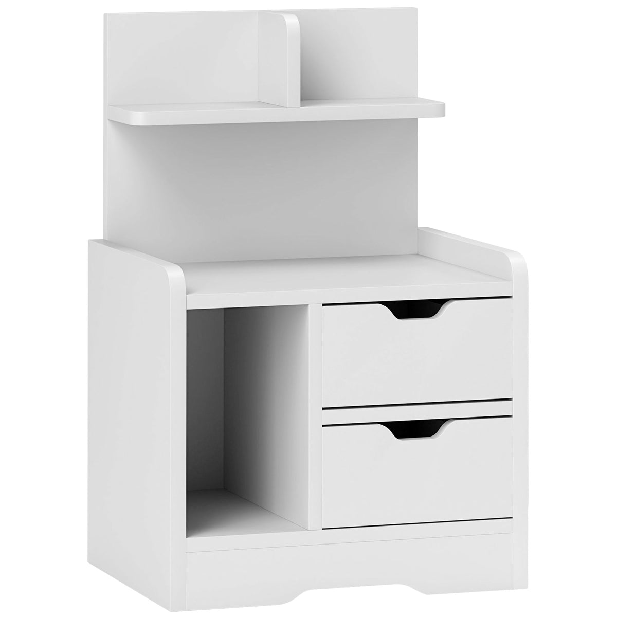 Nightstand with 2 drawers, open shelf, 40x30x60 cm, white
