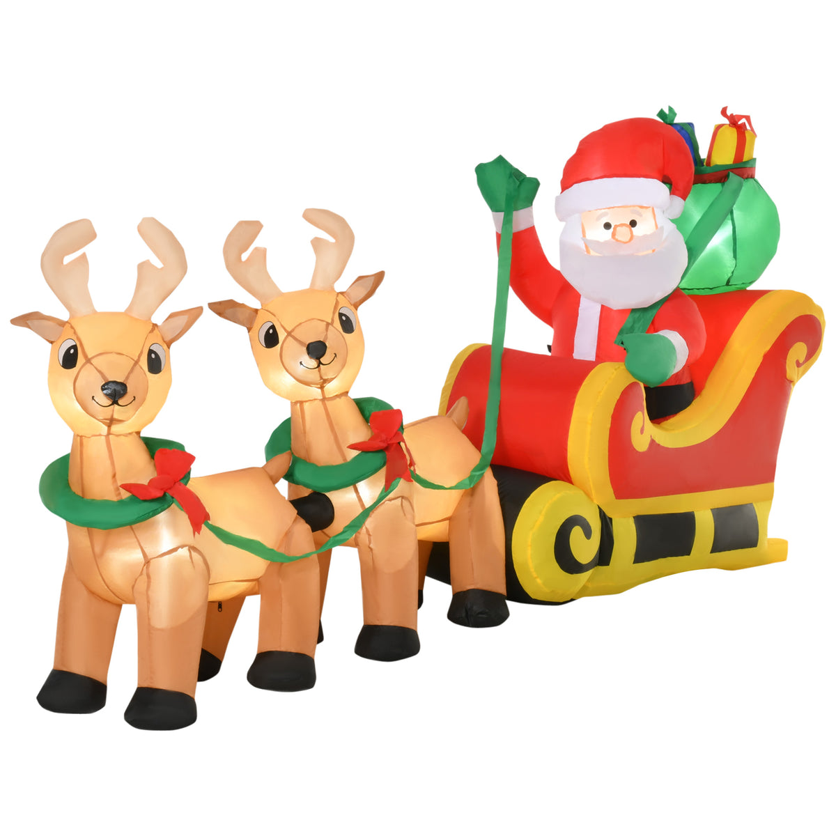 Inflatable Santa Claus with sleigh, 6 LED lights, waterproof, 240 x 57 x 112 cm
