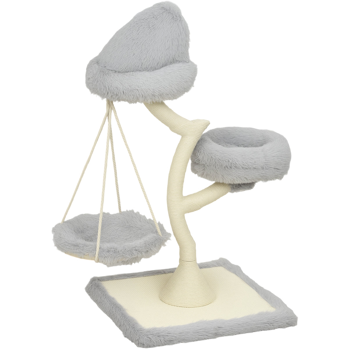 Cat tree 115 cm high, tree-shaped cat tower with 2 washable beds, hammock, and sisal scratching post, for cats