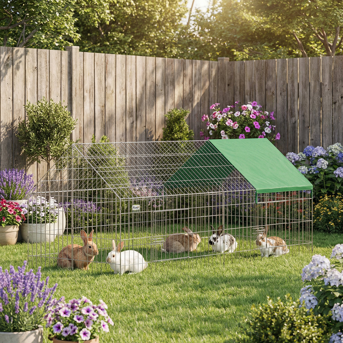 Small animal hutch rabbit hutch with apex roof lockable doors protective cover for small animals 180 x 75 x 75 (2)