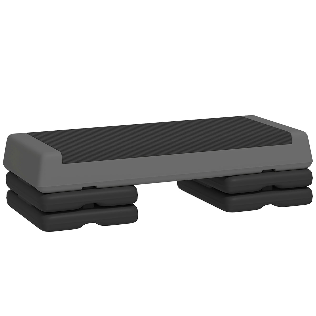Height-adjustable fitness stepper, non-slip, suitable for home, gym or office use, plastic, grey