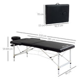 Massage table, 2-section foldable massage bed with faux leather, headrest, armrests, carrying bag (3)