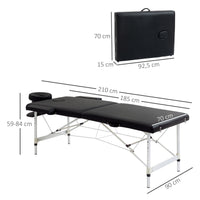 Massage table, 2-section foldable massage bed with faux leather, headrest, armrests, carrying bag (3)