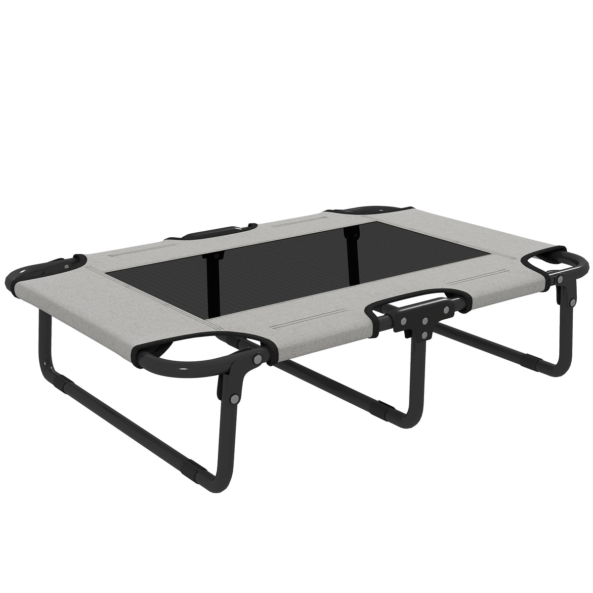 Foldable elevated dog bed pet bed, outdoor dog cot with mesh design light grey Oxford 75 x 51 x 18 cm