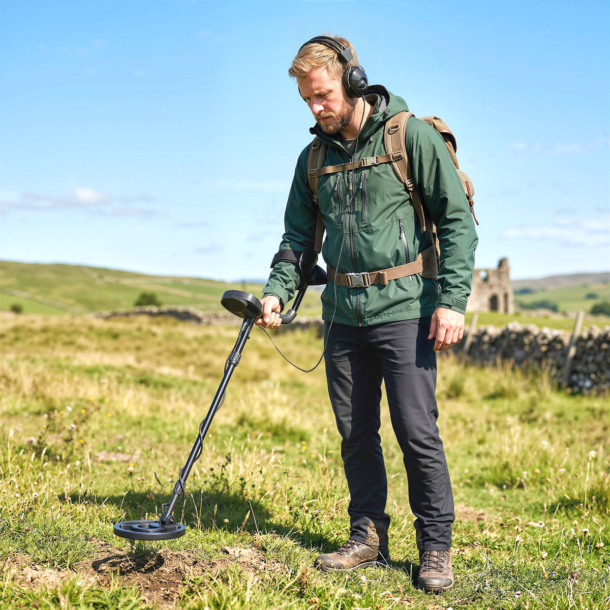 Metal detector IP68 waterproof metal detector with 3 modes headphones shovel coil LCD display 7-inch detection (2)