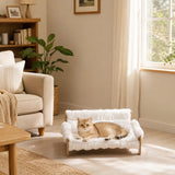 Elevated cat bed with wooden frame, removable cover, cotton filling, and non-slip feet, for cats up to 8 kg (9)