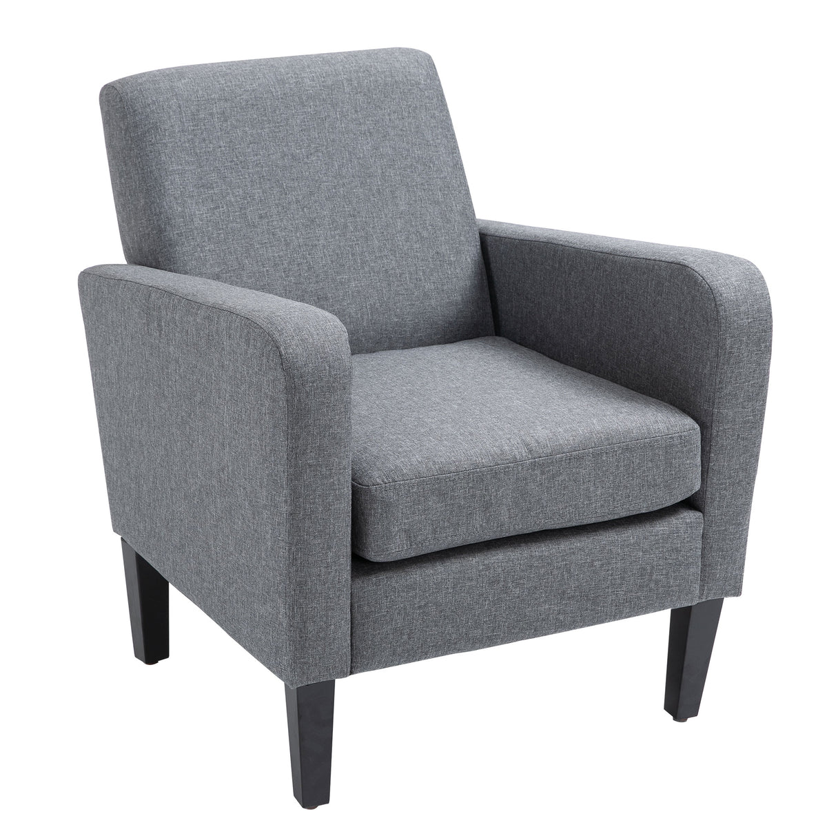 Single armchair, recliner, upholstered armchair with wooden legs, linen-look fabric, 66 x 72 x 74 cm, light grey