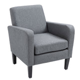 Single armchair, recliner, upholstered armchair with wooden legs, linen-look fabric, 66 x 72 x 74 cm, light grey