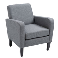 Single armchair, recliner, upholstered armchair with wooden legs, linen-look fabric, 66 x 72 x 74 cm, light grey