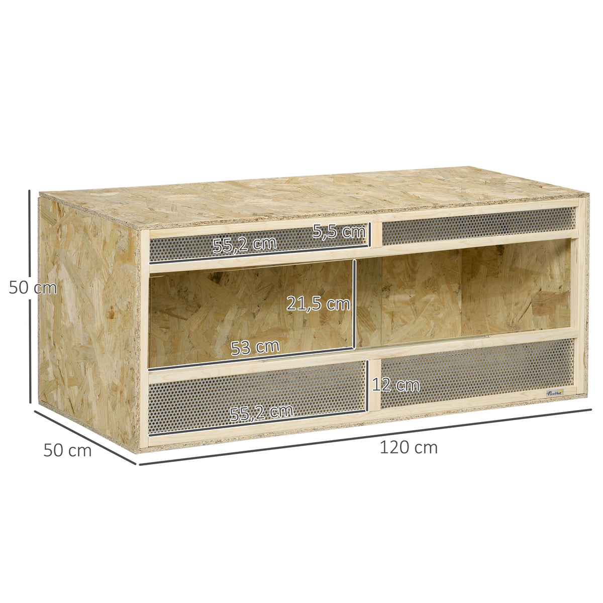 Terrarium for reptiles/amphibians, sliding glass doors, ventilation grills, 120x50x50cm (3)