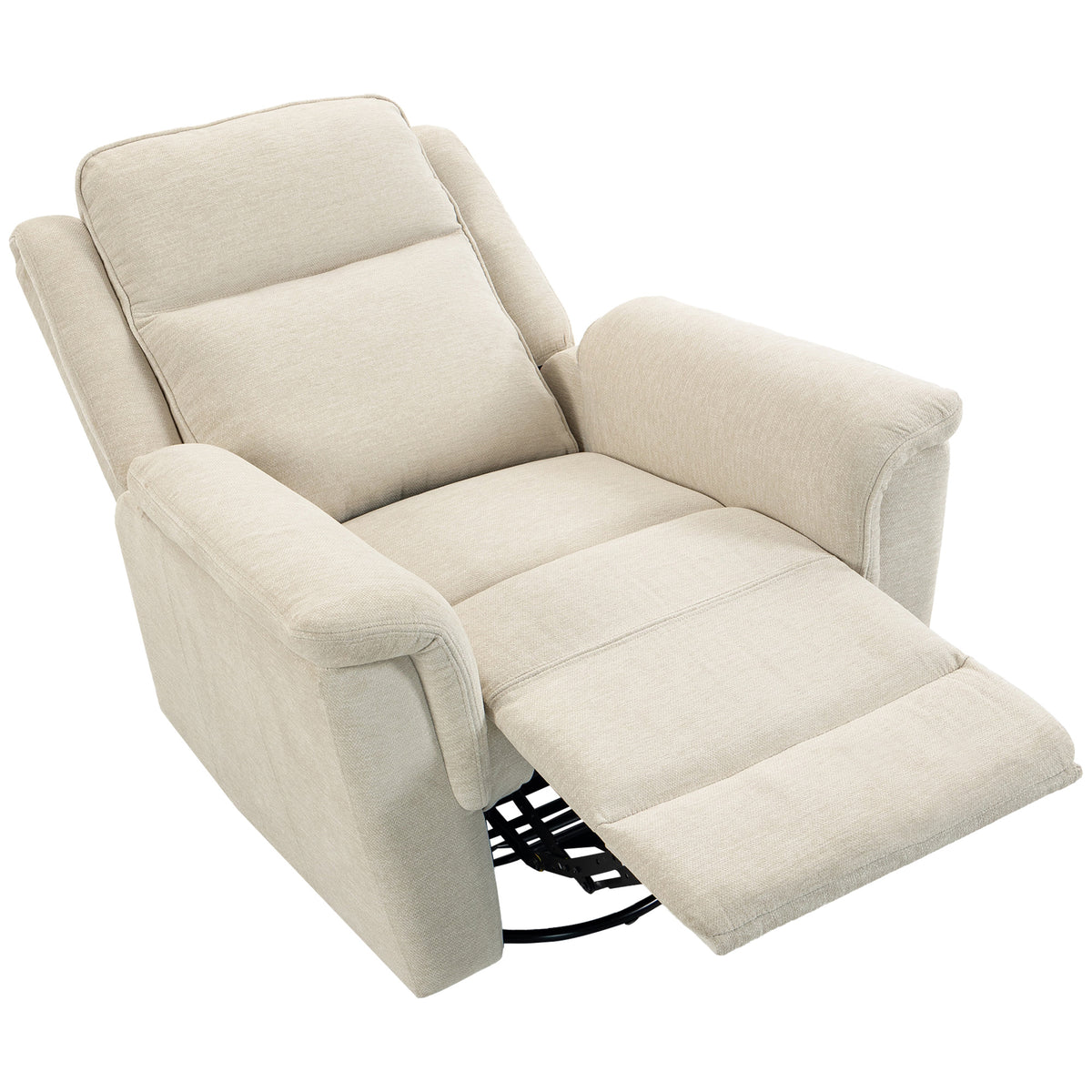 Recliner with reclining and rocking function, TV chair with footrest in cream white