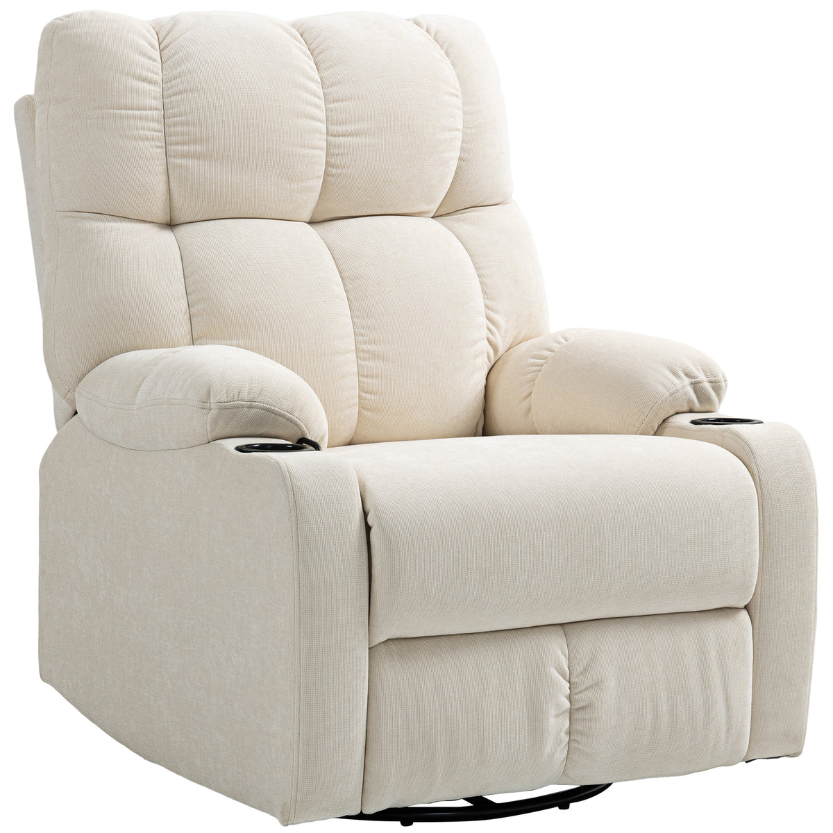 Recliner chair with footrest, lounge chair, swivel, up to 150 kg, steel frame, 88x96x108cm, beige
