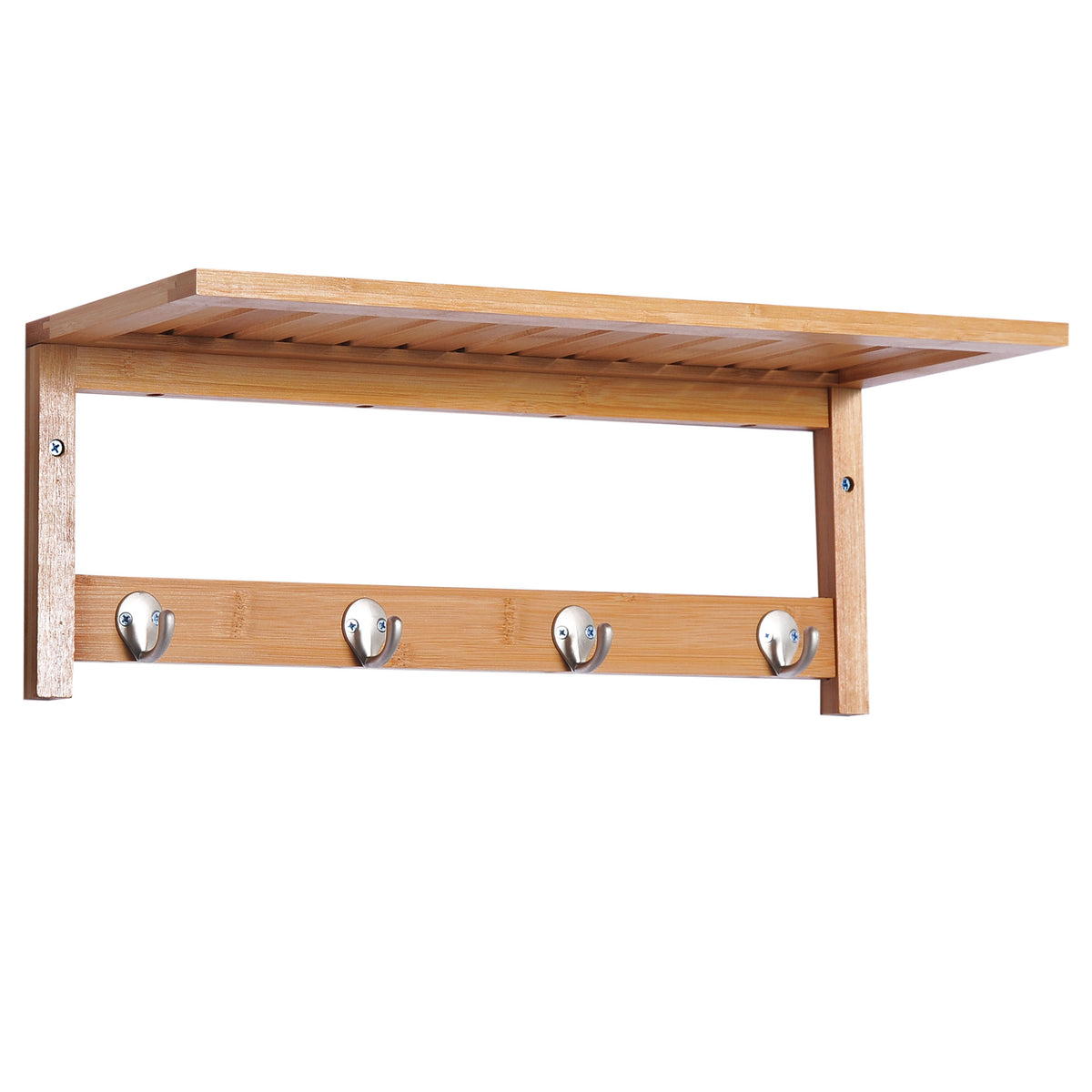 Wall coat rack, coat rack with hooks, wall-mounted, space-saving, 5 kg load capacity, 50 x 16 x 17.5 cm, natural